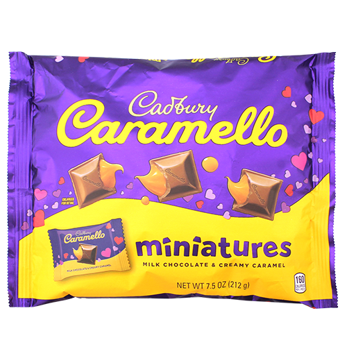 Cadbury Valentine's Caramello Miniatures 7.5 oz. Bag - Visit www.allcitycandy.com for great candy, service and delicious treats.
