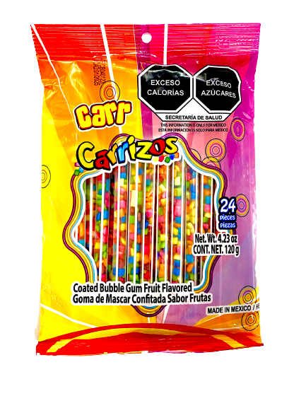Carr Carrizos Bubble Gum Straws 24 piece 4.23 oz. Bag. For fresh candy and great service, visit www.allcitycandy.com
