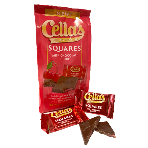 Cella's Milk Chocolate Cherry Squares 7.9 oz. Bag www.allcitycandy.com for fresh and delicious sweet candy treats