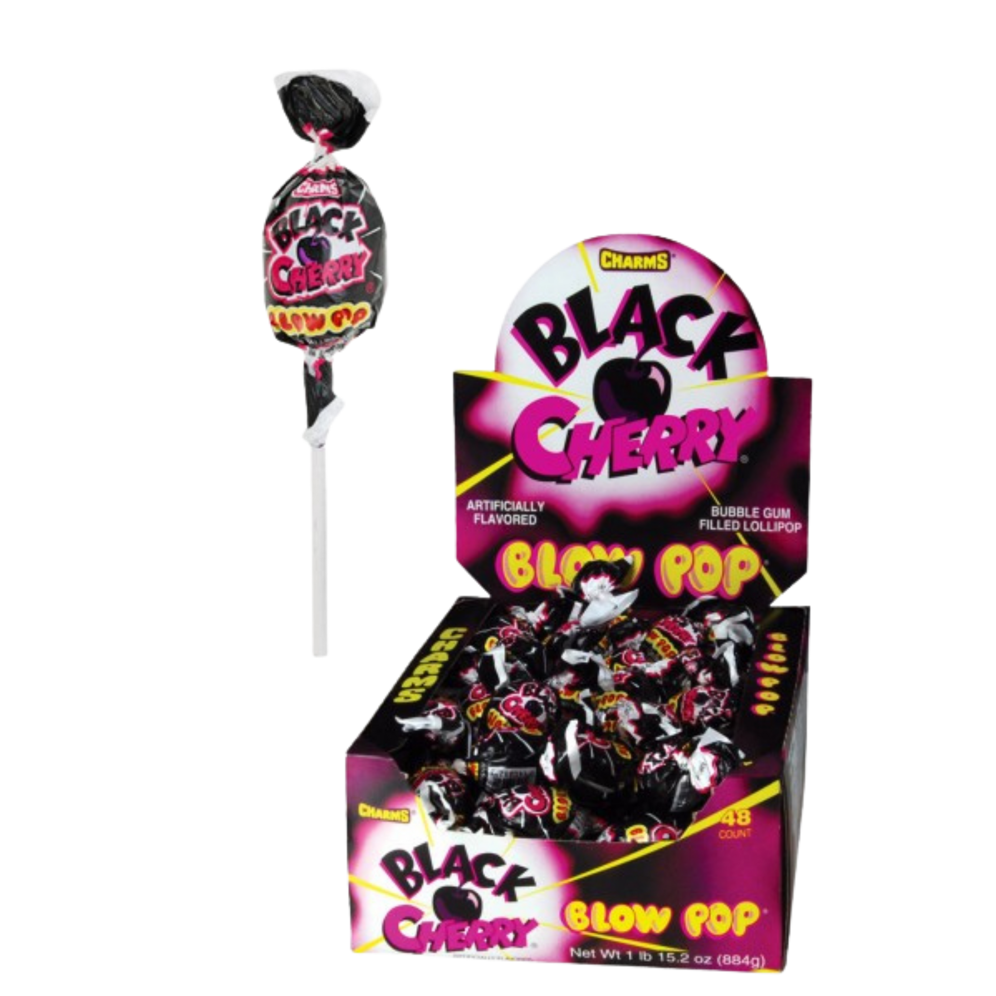 All City Candy Charms Black Cherry Blow Pop Lollipops Case of 48 Charms Candy (Tootsie) For fresh candy and great service, visit www.allcitycandy.com