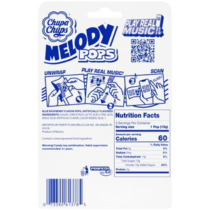 Chupa Chups Melody Pops Pack of 5 Blue Raspberry 2.65 oz.