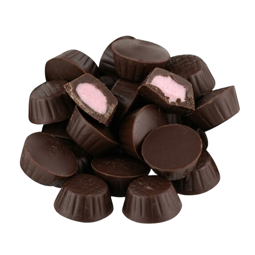 Dark chocolate with raspberry filling candy cups