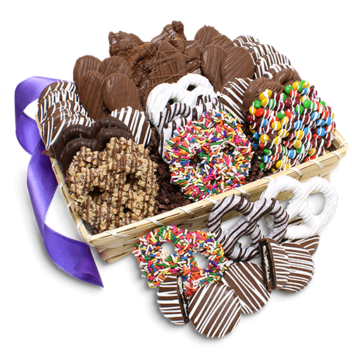Delicious Plus Collection Gourmet Chocolate Covered Treats Gift Basket - Visit www.allcitycandy.com for great candy, service and delicious treats.