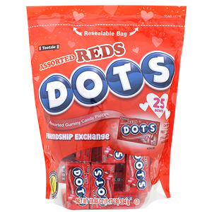 Assorted Reds Dots Friendship Exchange 25 Count 18.85 oz. Bag - Visit www.allcitycandy.com for great candy, service and delicious treats.