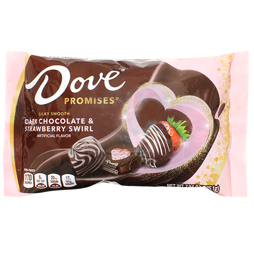 Dove Dark Chocolate and Strawberry Swirl 7.94 oz. Bag - Visit www.allcitycandy.com for great candy, service and delicious treats.