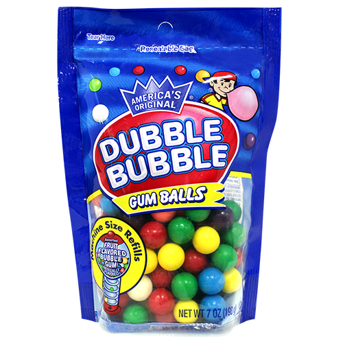 Dubble Bubble Gumballs Refill Size 7 oz. Bag - Visit www.allcitycandy.com for great candy, service and delicious treats!