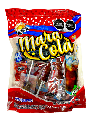  Dulces Mara Mara Cola 40 piece Pops 560 g. Bag. For fresh candy and great service, visit www.allcitycandy.com