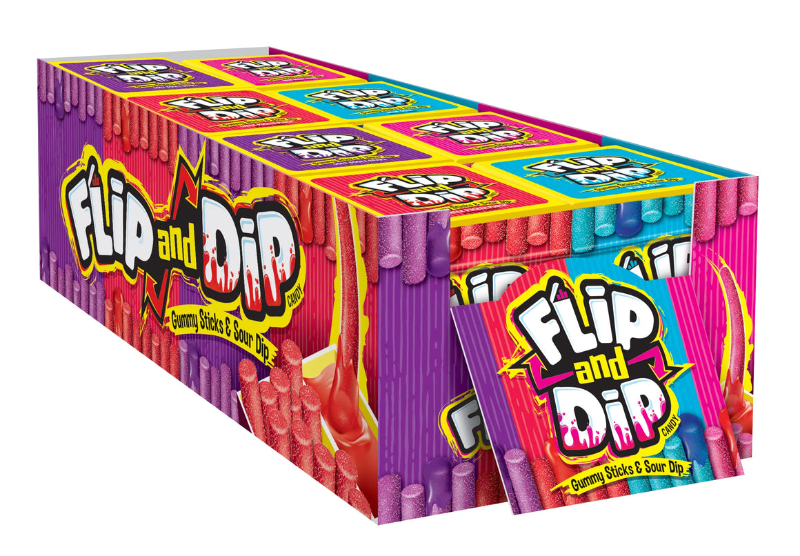 All City Candy Foreign Candy Flip and Dip Gummy Sticks 3.4 oz. Sour Ooze Dip For fresh candy and great service visit www.allcitycandy.com