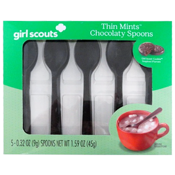 Girl Scouts Thin Mints Dark Chocolate Spoons 1.59 oz. Box - Visit www.allcitycandy.com for great candy, service and delicious treats.
