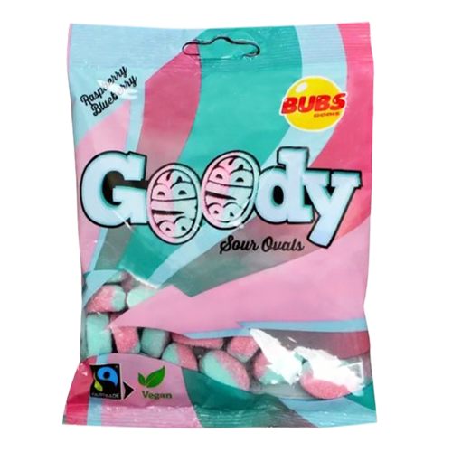 Goody Bubs Raspberry and Blueberry 90 g Bag visit www.allcitycandy.com for fresh and delicious sweet candy treats