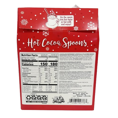Albert's Hot Cocoa Spoons 3 count 3.35 oz. Box - Discover www.allcitycandy.com for bulk candy, chocolates, gummies & seasonal sweets. Perfect for parties, gifts & everyday treats—shop your favorites now!