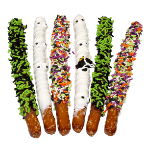 Gourmet Halloween Premium Decorated and Sprinkle Pretzel Rod  - For fresh candy and great service, visit www.allcitycandy.com