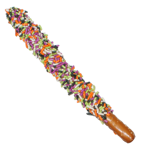 Gourmet Halloween Premium Decorated and Sprinkle Pretzel Rod  - For fresh candy and great service, visit www.allcitycandy.com