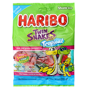 Haribo Twin Snakes Tropical 4 oz. Bag - Visit www.allcitycandy.com for great candy, service and delicious treats.