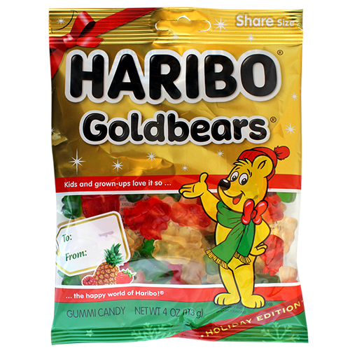 Haribo Holiday Edition Goldbear 4 oz. Bag - For fresh candy and great service, visit www.allcitycandy.com
