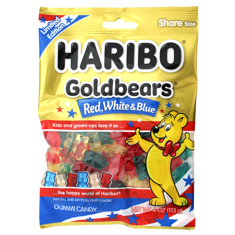 Haribo Goldbears Red White and Blue 4 oz. Bag - For fresh candy and great service, visit www.allcitycandy.com