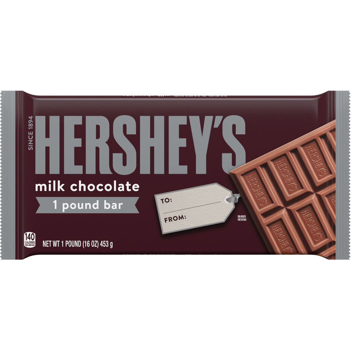Hershey's Milk Chocolate 1 Pound Candy Bar For fresh candy and great service, visit www.allcitycandy.com