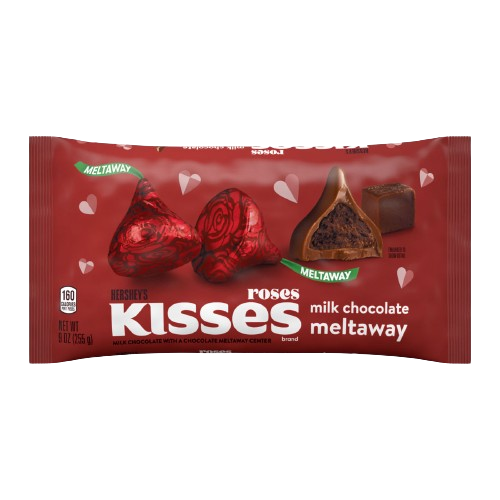 Hershey's Roses Kisses Milk Chocolate Meltaway Center 9 oz. Bag - For fresh candy and great service, visit www.allcitycandy.com