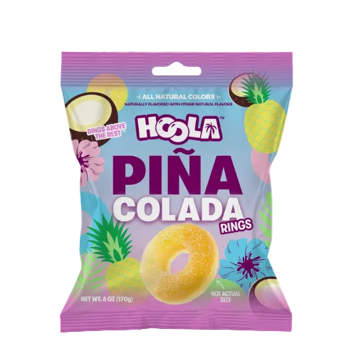 Hoola Pina Colada Rings 6 oz. Bag - Discover www.allcitycandy.com for bulk candy, chocolates, gummies & seasonal sweets. Perfect for parties, gifts & everyday treats—shop your favorites now!