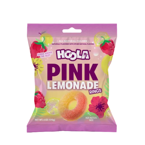 Hoola Pink Lemonade Rings 6 oz. Bag - Discover www.allcitycandy.com for bulk candy, chocolates, gummies & seasonal sweets. Perfect for parties, gifts & everyday treats—shop your favorites now!