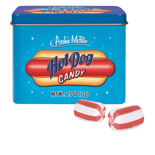 Archie McPhee Hot Dog Candy 2.5 oz. Tin