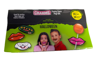 All City Candy Charms Funny Face 30 count Pop Kit 6.35 oz. Box- For fresh candy and great service, visit www.allcitycandy.com