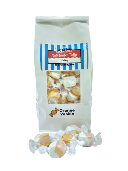 All City Candy Orange Vanilla Salt Water Taffy - 3 LB Bulk Bag Bulk Wrapped Sweet Candy Company For fresh candy and great service, visit www.allcitycandy.com