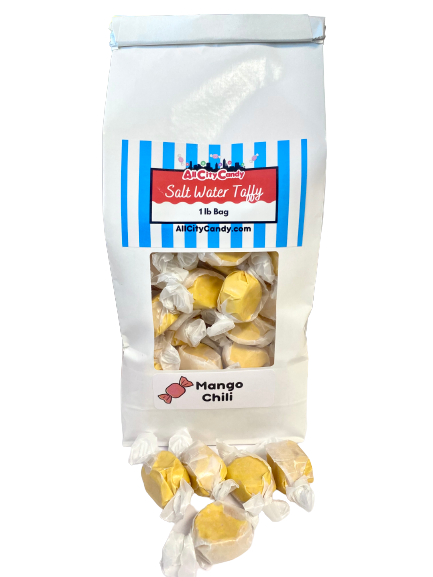 Mango Chili Salt Water Taffy. For fresh candy and great service, visit www.allcitycandy.com