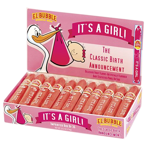 All City Candy It's a Girl Birth Announcement Bubble Gum Cigars Gum/Bubble Gum Concord Confections (Tootsie) Box of 36 For fresh candy and great service, visit www.allcitycandy.com