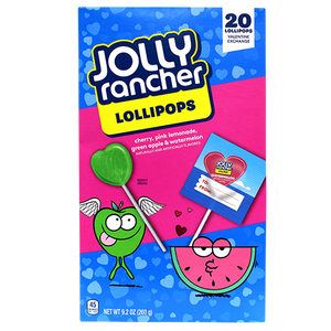 Jolly Rancher Lollipops Valentine's Exchange 20 Count 9.2 oz. Box - Visit www.allcitycandy.com for great candy, service and delicious treats.
