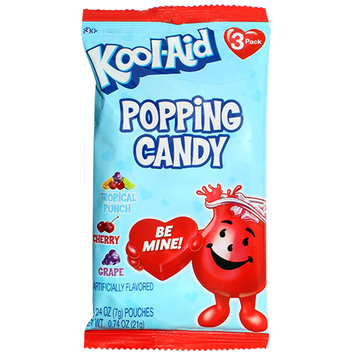 Kool-Aid Valentine's Popping Candy 3 Pack 0.74 oz. Bag - Visit www.allcitycandy.com for great candy, service and delicious treats.