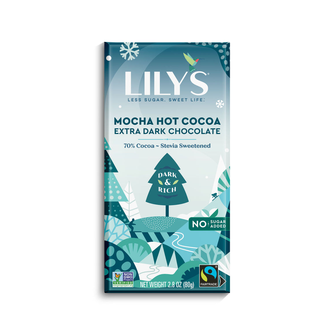 Lily's No Sugar Added 70% Cocoa Mocha Hot Chocolate 2.8 oz. Bar