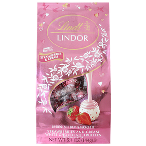 Lindt Lindor Stawberries & Cream Truffles 5.1 oz. Bag - Visit www.allcitycandy.com for great candy, service and delicious treats.