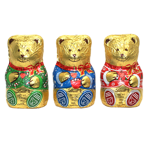 Lindt Milk Chocolate Teddy Bear in Assorted Pajamas 1.4 oz. - For fresh candy and great service, visit www.allcitycandy.com