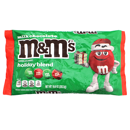 Red and Green M&M chocolate candies - Visit www.allcitycandy.com for great candy, service and delicious treats.