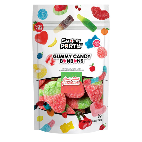 Sugar Party Sour Wild Strawberries Gummy Candy 6 oz. Bag - All City Candy