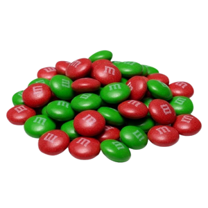 Red and Green M&M chocolate candies