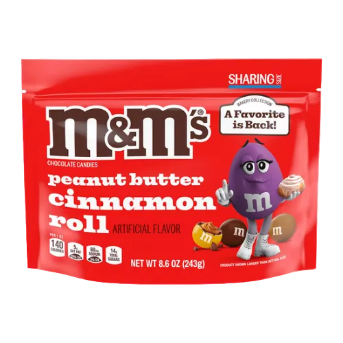M&M Peanut Butter Cinnamon Rolls 8.6 oz. Bag - Visit www.allcitycandy.com for great candy and delicious treats!