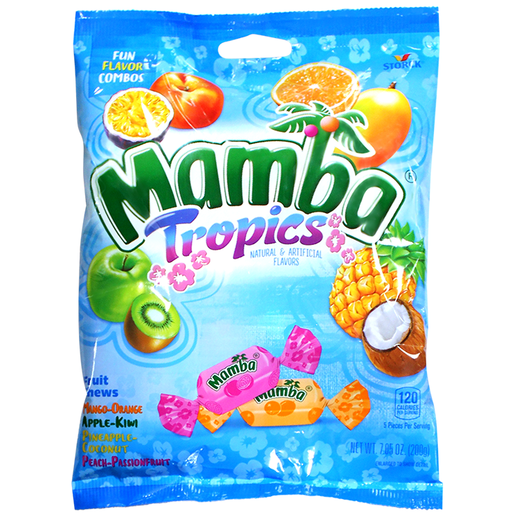 Mamba Tropics Fruit Chews 7.05 oz. Bag - For fresh candy and great service, visit www.allcitycandy.com