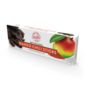 Sweet's Dark Chocolate Mango Chili Sticks 10.5 oz. Box - For fresh candy and great service, visit www.allcitycandy.com