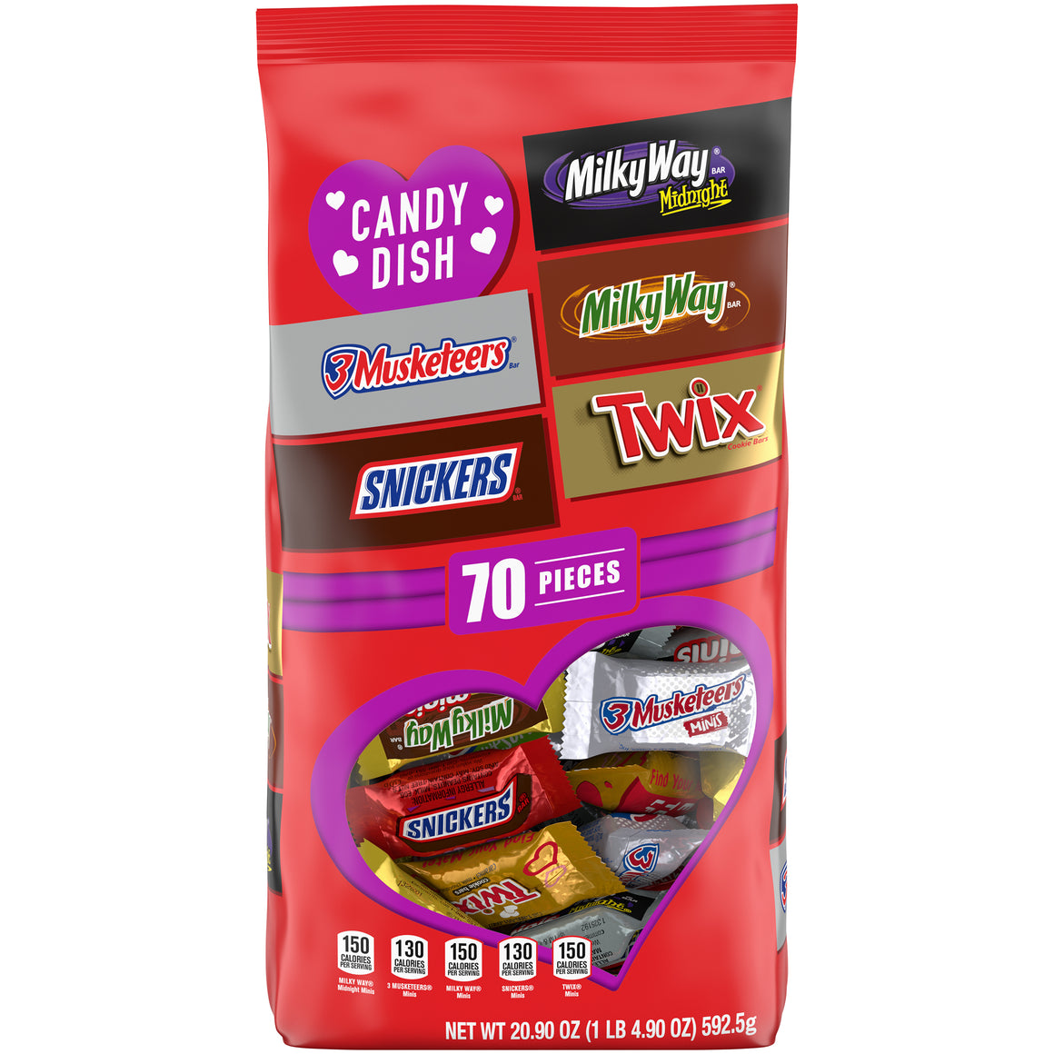 Mars Valentine's Candy Dish 70 Piece Assorted Bag