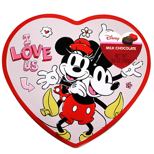 Disney Mickey & Minnie Milk Chocolate Heart Gift Tin 3.6 oz. - Visit www.allcitycandy.com for great candy, service and delicious treats.