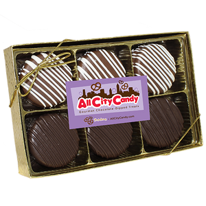 Gourmet Chocolate Covered Oreo Cookies - 6-Piece Gift Box - Visit www.allcitycandy.com for great candy, service and delicious treats.