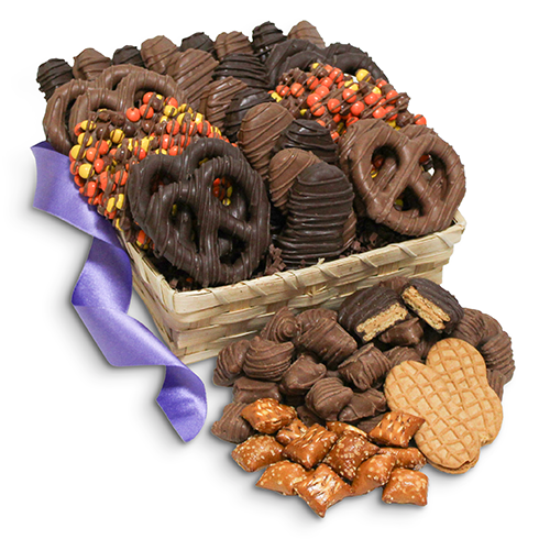 For fresh candy and great service, visit www.allcitycandy.com - Peanut Butter Lover's Collection Gourmet Chocolate Covered Treat Gift Basket