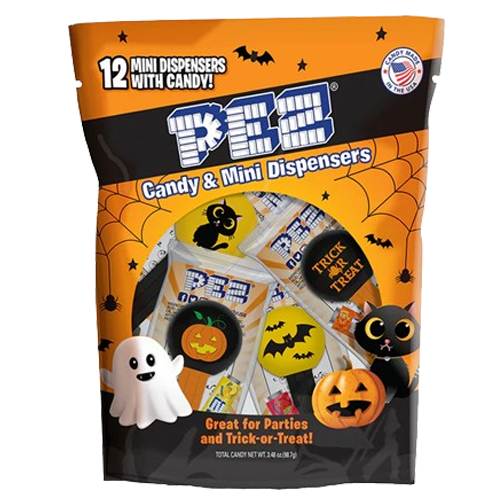 PEZ Candy & Mini Halloween Dispensers Party Bag - Bag of 12