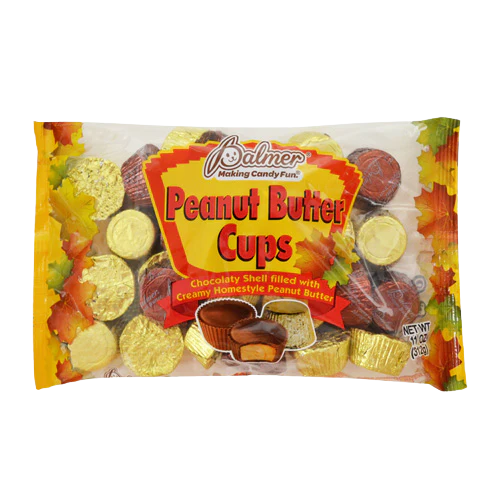 Palmer Autumn Leaf Foiled Wrapped Peanut Butter Cups 11 oz Bag For fresh candy and great service, visit www.allcitycandy.com