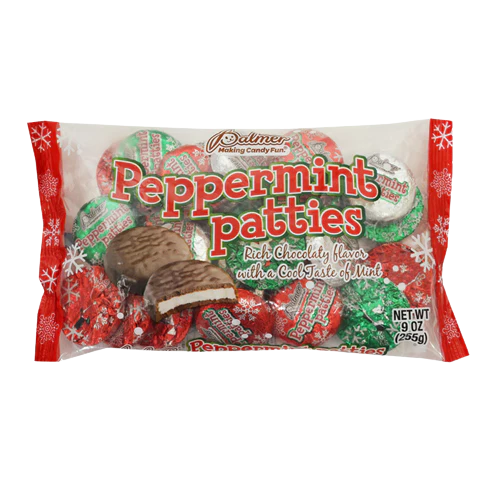 All City Candy Palmer Christmas Peppermint Patties 9 oz. Bag Rich Chocolaty Flavor R.M. Palmer Company For fresh candy and great service, visit www.allcitycandy.com