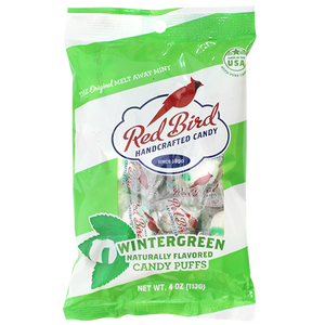 Red Bird Wintergreen Candy Puffs 4 oz. Bag - Visit www.allcitycandy.com for great candy and delicious treats! 