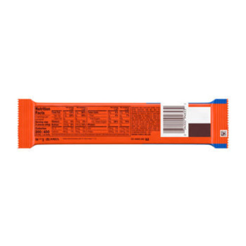 Reese's Oreo candy bar with nutritional information on a white background