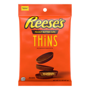 All City Candy Reese's Peanut Butter Cup Thins Milk Chocolate - 3.1-oz. Bag Candy Bars Hershey's For fresh candy and great service, visit www.allcitycandy.com